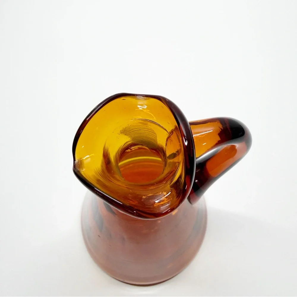 Vintage Brown Glass Fluted Pitcher Bud Vase